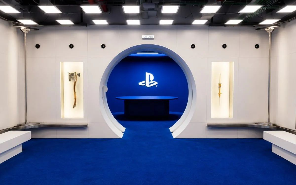 Showroom de Sony PlayStation en Madrid con ambientación God of War y sistema multipantalla
