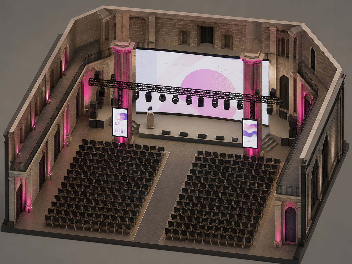 Evento corporativo con LED modular de gran formato