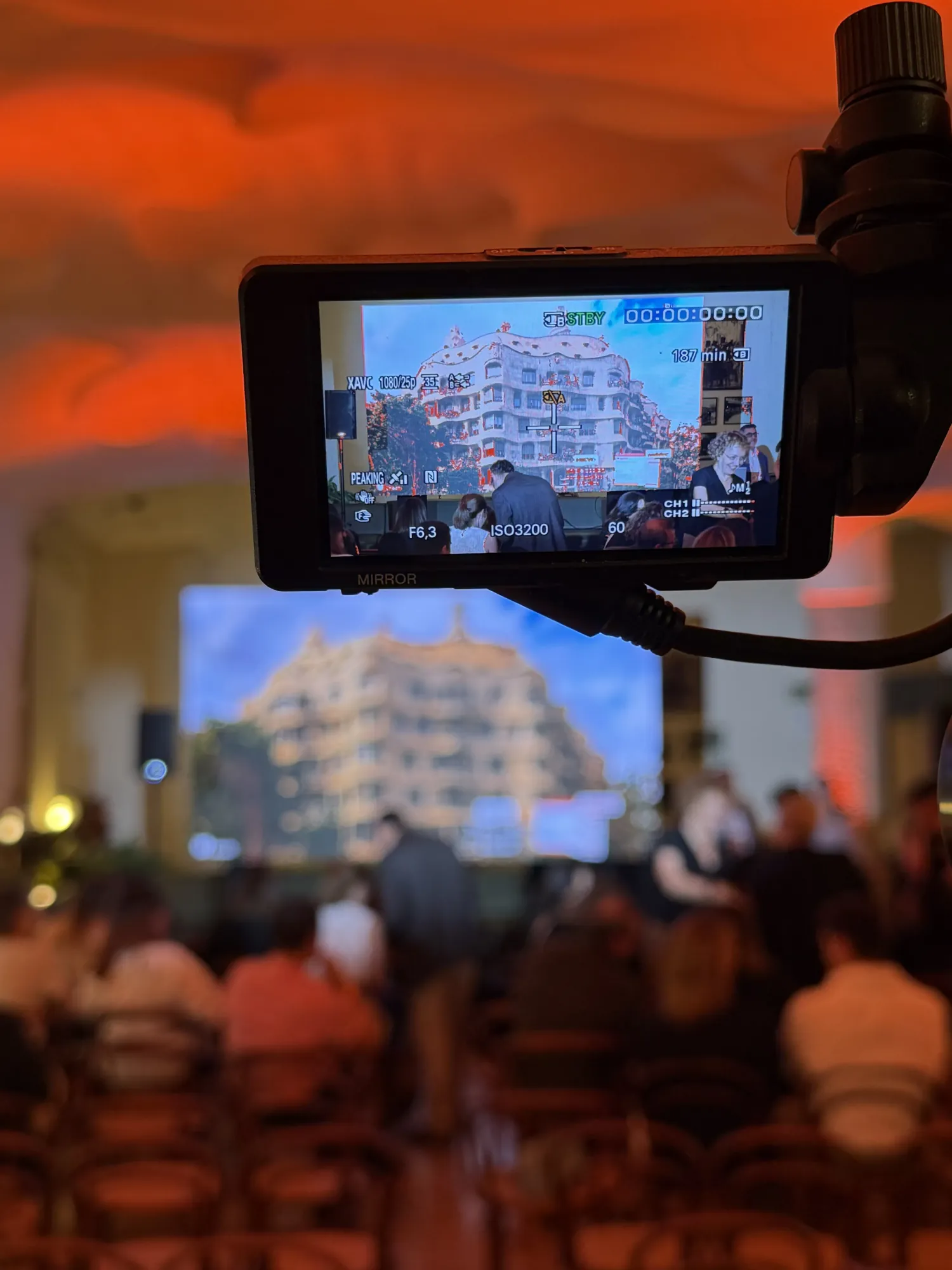 Monitor de cámara durante la retransmisión en vivo